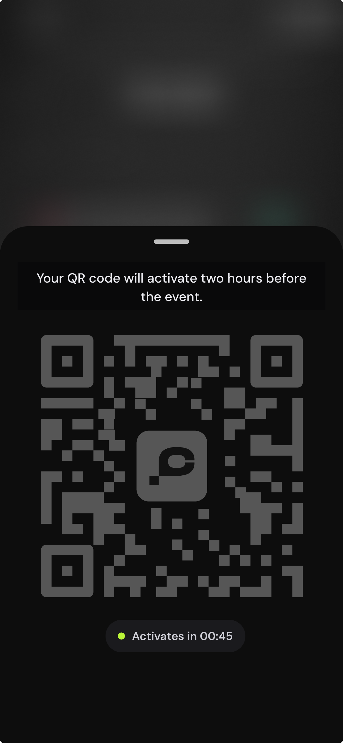 Cene ticket / QR entry screen