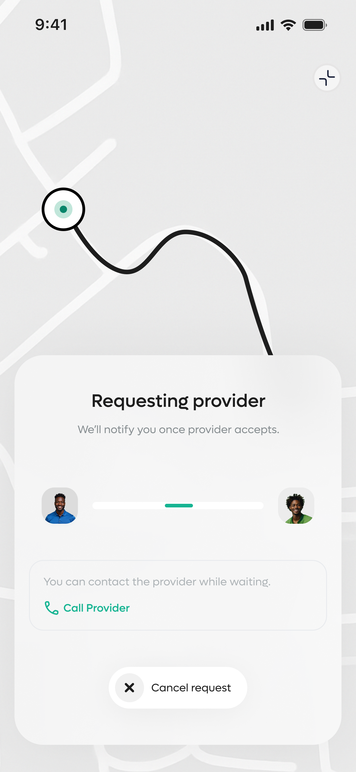 Requesting provider screen