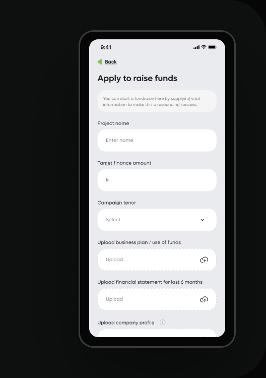 01 / APPLY fundraiser application state