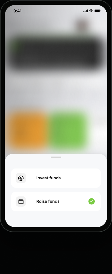 Invest funds / Raise funds mode switch device