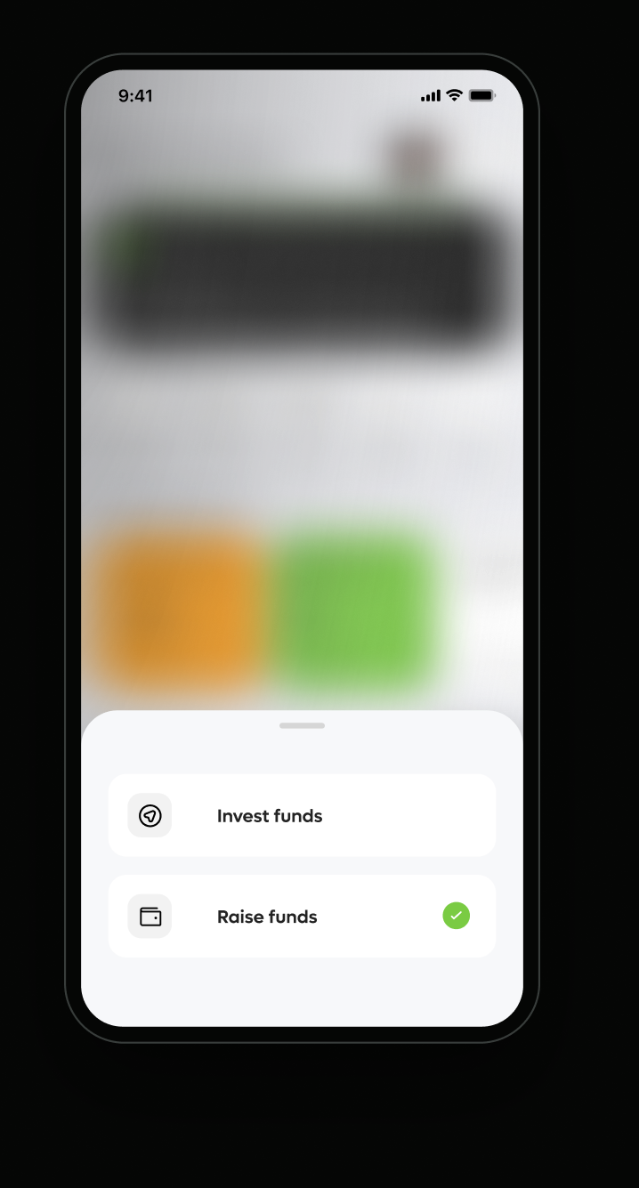 Invest funds / Raise funds mode switch device